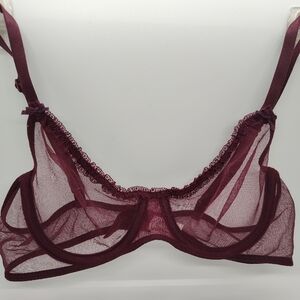 Express sheer burgundy bra 34A